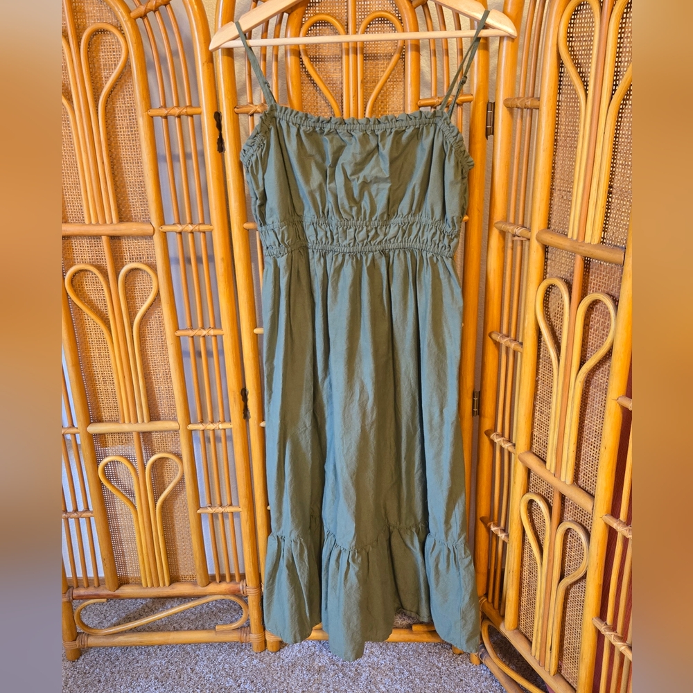 Green cotton smocked dress